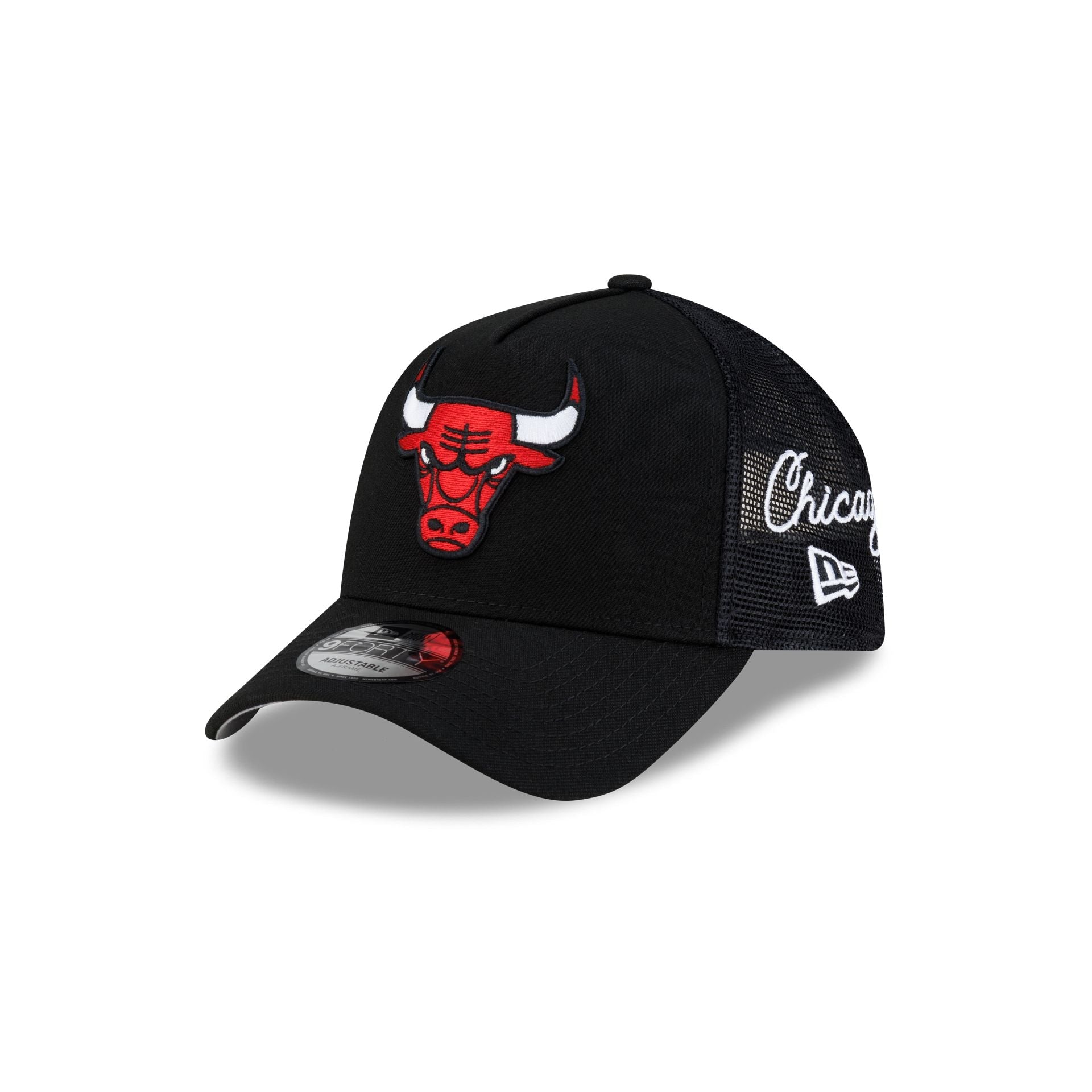 Chicago Bulls Side Script 9FORTY A-Frame Trucker Hat