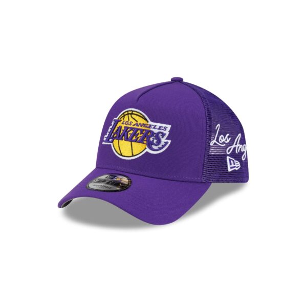 Los Angeles Lakers Side Script 9FORTY A-Frame Trucker Hat