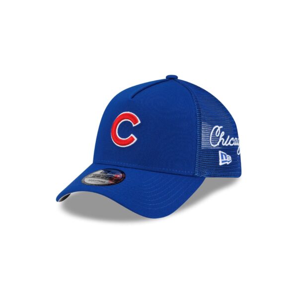 Chicago Cubs Side Script 9FORTY A-Frame Trucker Hat