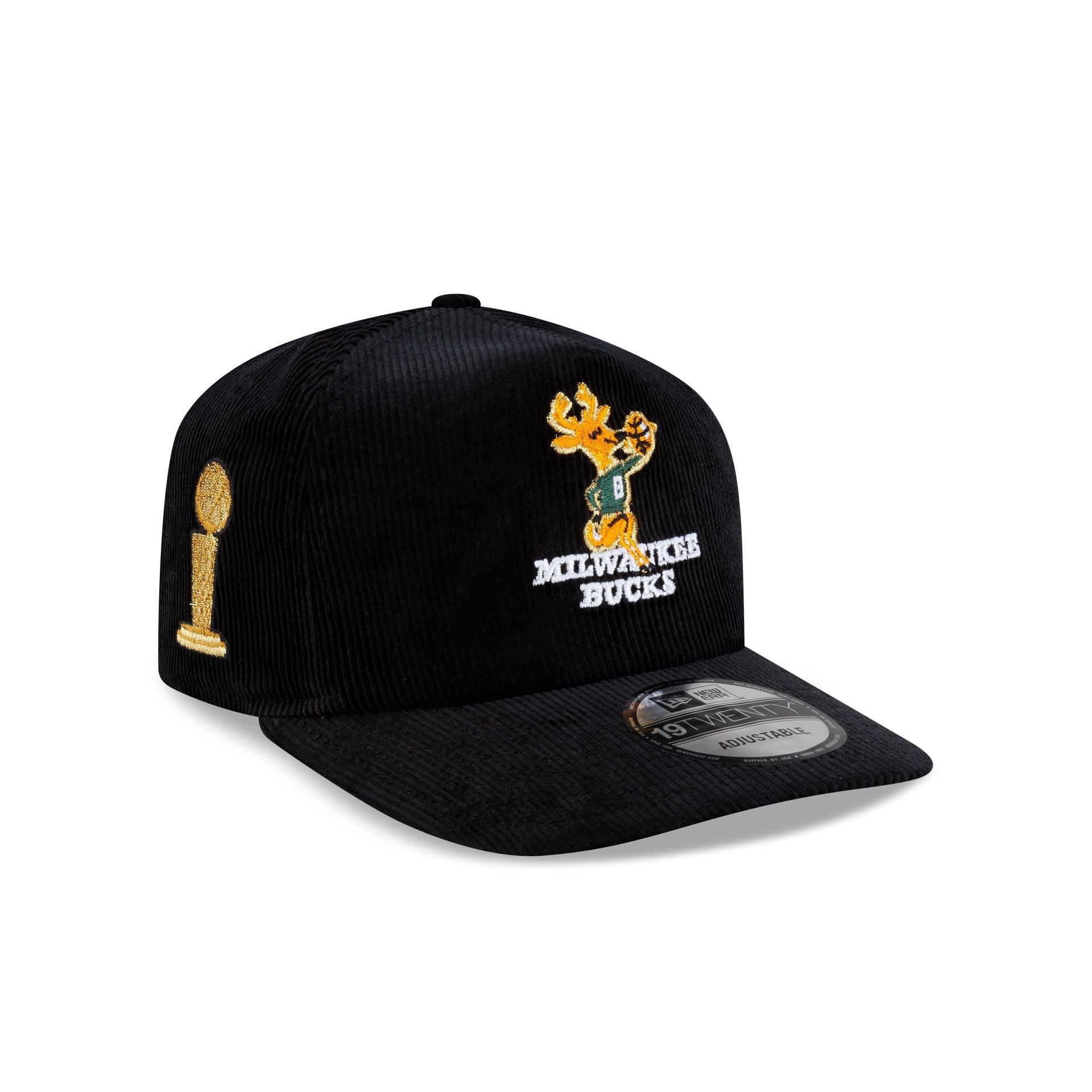 Milwaukee Bucks 1971 Finals Black & Gold Corduroy 19TWENTY Adjustable Hat
